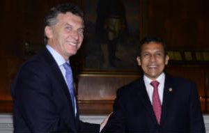 Macri junto al presidente del Peru, Ollanta Humala