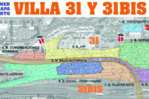 Retiro:Mapa con las calles de la Villa 31